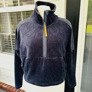 PRANA Ribbed Quarter Zip Crop Jacket Women's Size Small Blue